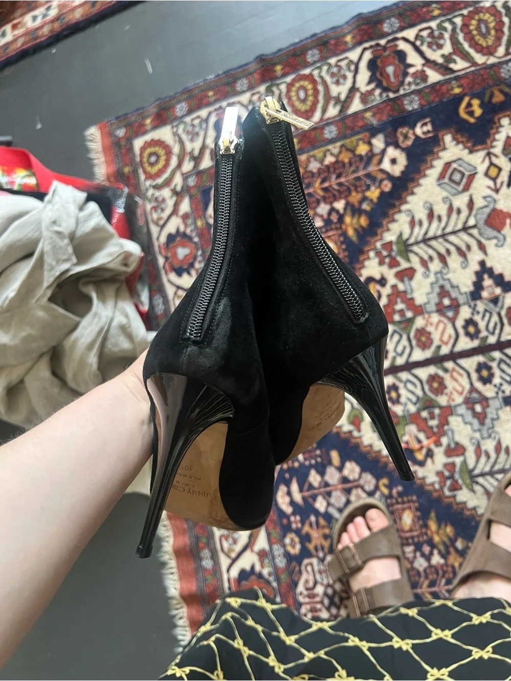 Jimmy Choo Black Suede Pointed-Toe Ankle Booties, size 40
